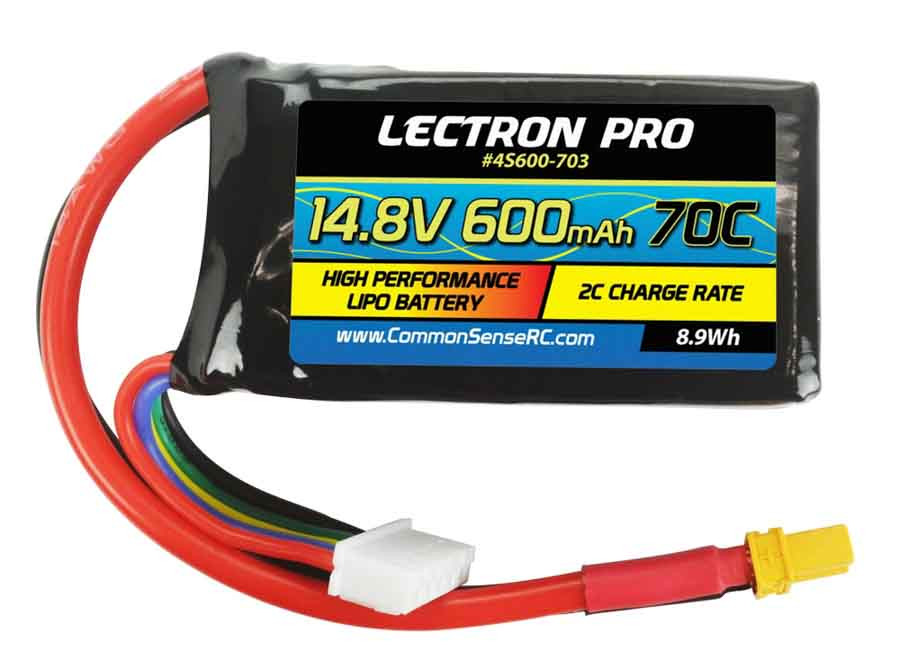 Lectron Pro 14.8V 600mAh 70C Lipo Battery with XT30 Connector 4S600-703 (4S600-703)