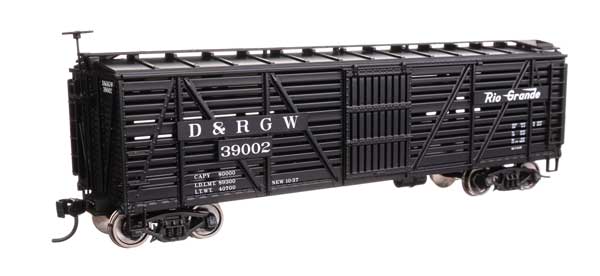 Walthers Mainline 910-41455 HO Scale 40' Wood Stock Car RTR DRGW #39002