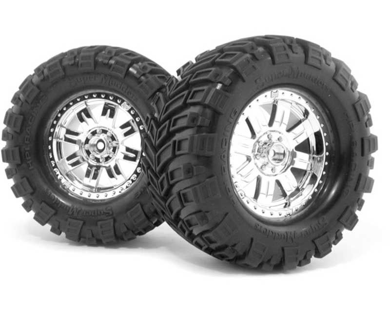 HPI Racing HPI4726 Shiny Chrome Super Mudders Mounted Tires (2 Pcs) (4726)