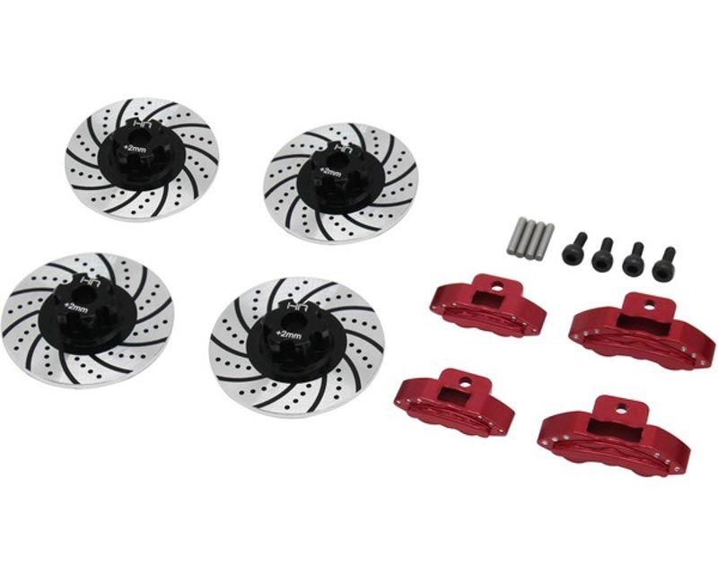 Hot Racing TRF10P202 Aluminum Brake Disc Red Caliper with +2mm Hex 4-Tec 2.0 (TRF10P202)