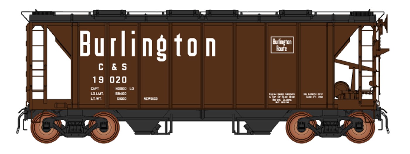 InterMountain 48685 HO Scale 1958 Cu. Ft. Covered Hopper Burlington CB&Q/C&S