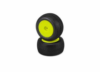 J Concepts 3102-2291 Yellow Mini-T 2.0 Wheels with Green Compound Sprinter Tires