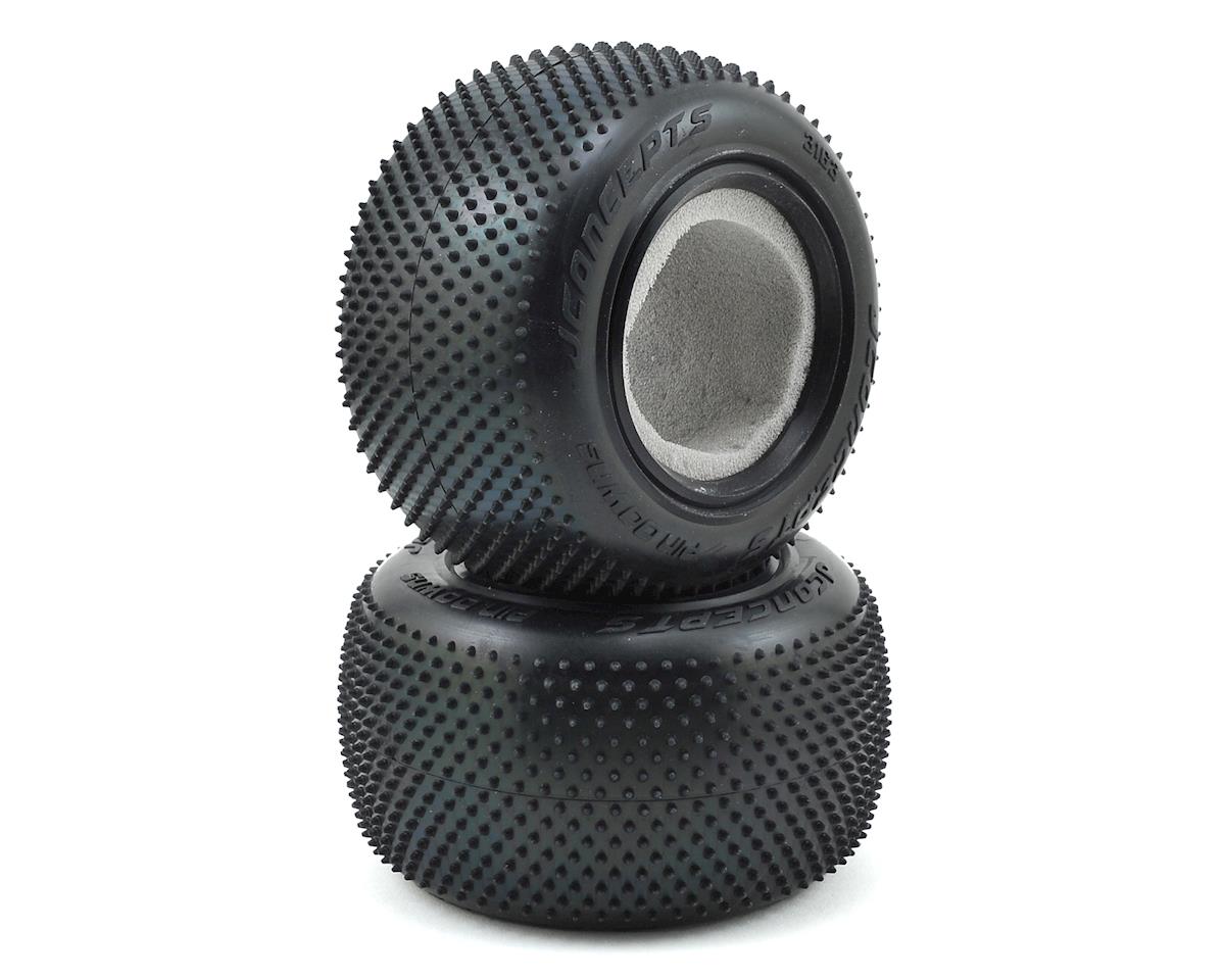 J Concepts 3163-010 Pin Downs 1/10 2.2" Stadium Truck Tires with Pink Medium Soft Carpet Compound