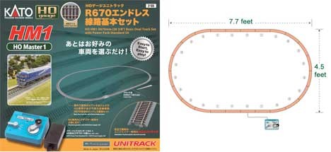 Kato 3105 HO Scale UniTrack HM1 Basic Oval Track Set with Power Pack
