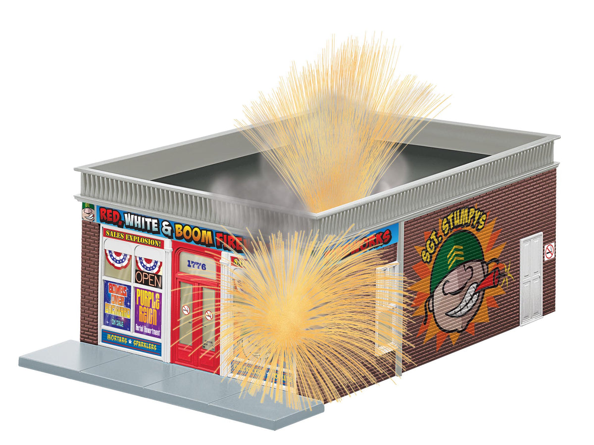 Lionel 2129030 O Gauge Sgt Stumpy's Red White and Boom Fireworks Store