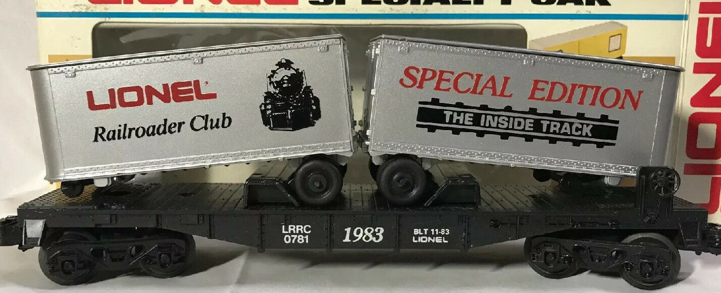 Lionel 6-0781 O Gauge Flatcar with Van Trailers Lionel Railroad Club 1983