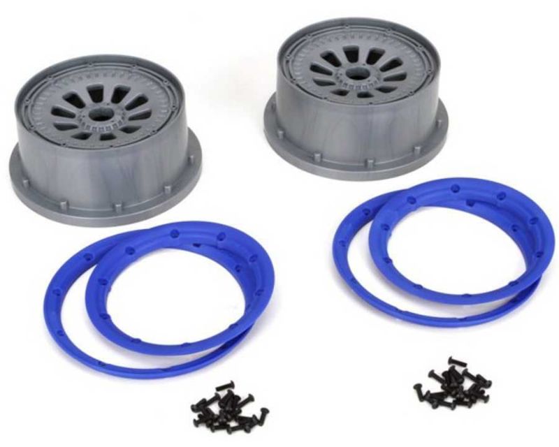 Losi B7027 Wheels and Blue Beadlock Set for 5ive-T (2) (B7027)