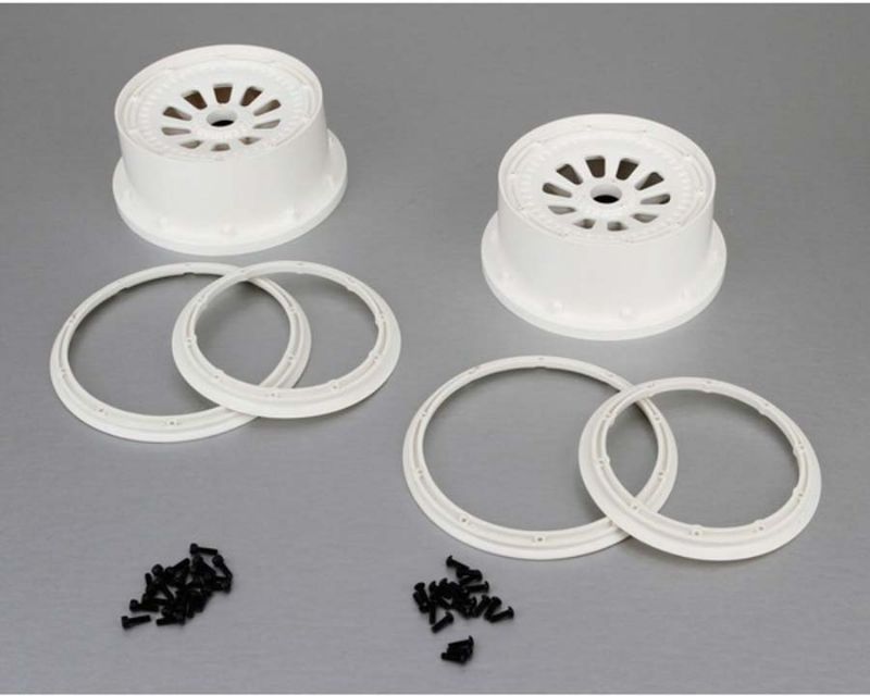Losi B7033 Wheel & Beadlock Set White 5T (2) (B7033)
