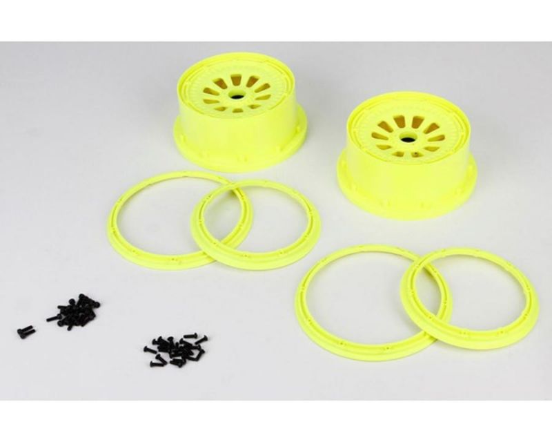 Losi B7035 Wheel & Beadlock Set Flo 5T Yellow (2) (B7035)