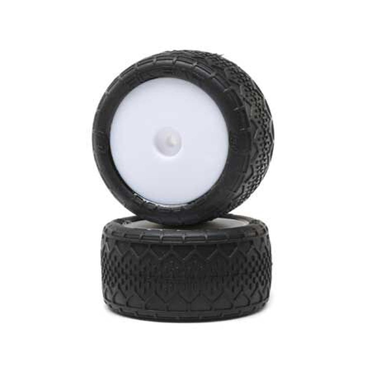 LOSI LOS41018 1/16 Mini-B White Rear Wheels with BK Bar Tires