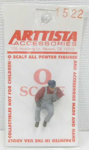 Arttista 1522 O Scale Fireman Leaning Out Window Pewter FigureHand Painted