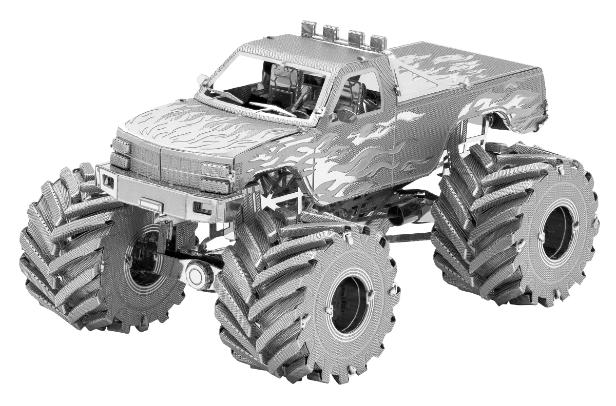 Metal Earth MMS216 Monster Truck Flames Edition 72 Piece Metal Model Kit