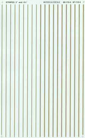 Microscale 91103 HO Scale Gold Stipes 3" and 4 3/4" Wide