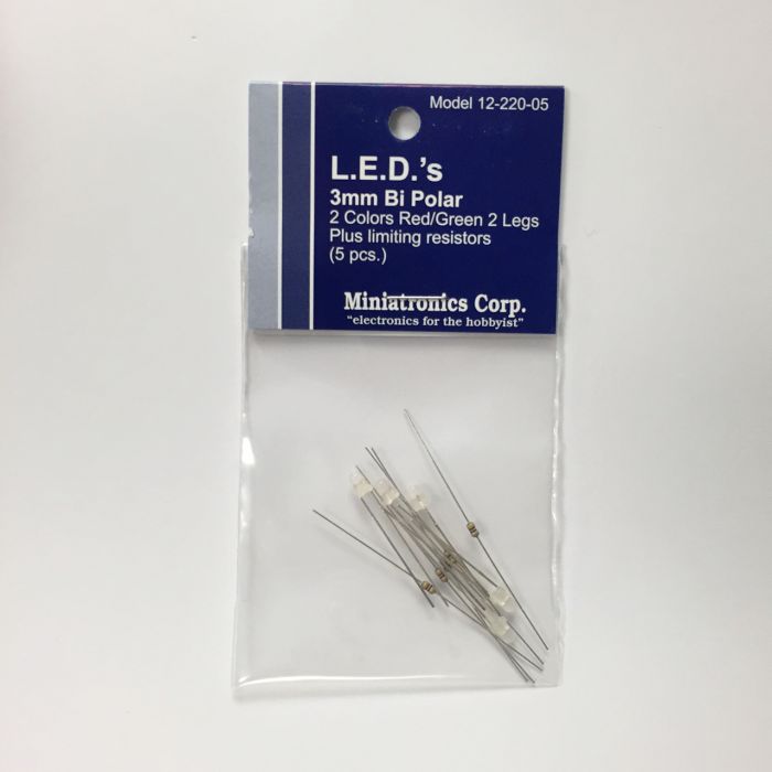 Miniatronics 12-220-05 Red and Green Bi Directional 2 Leg LED 3mm