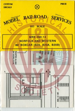 Model Railroad Services 260-14 HO Scale Decals Norfolk and Western 86' Boxcars