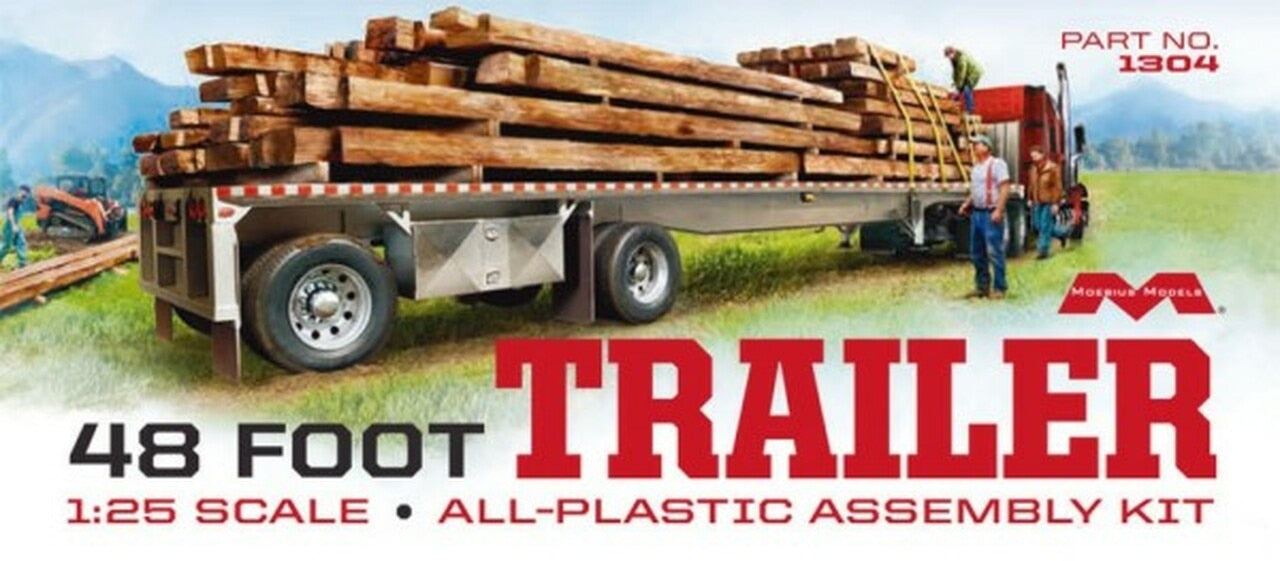 Moebius Models 1304 1/25 48' Flatbed Trailer with Cambered Deck Skill Level 3 Model Kit