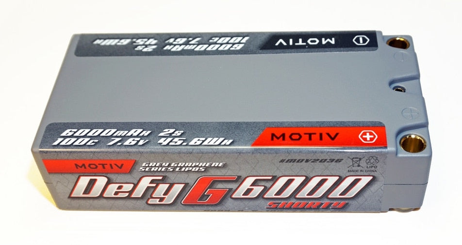 MOTIV 2036 Defy G Grey Graphene 2S 7.6V 6000mAh 100C Shorty Hardcase LiPo Battery