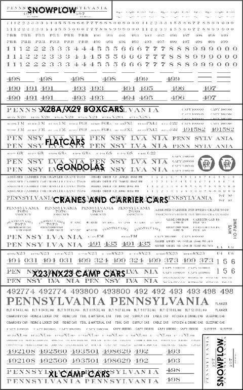 Mount Vernon Shops PMWE HO Scale PRR MOW Black Early Scheme Decals (1937-1960)
