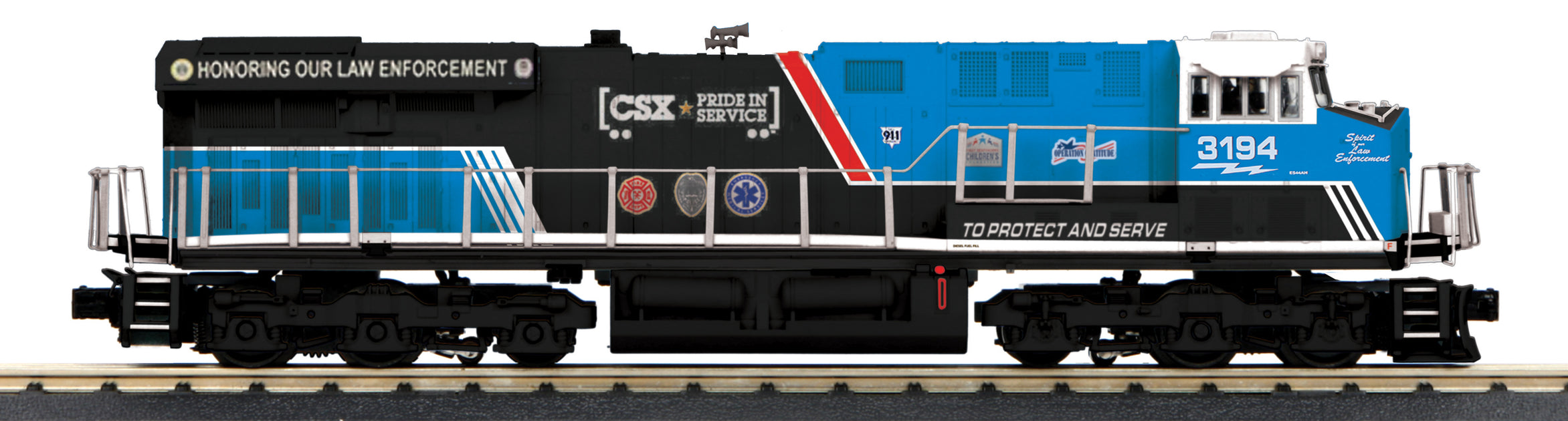 MTH 30-20752-1 RailKing EMD SD70A Diesel CSX 3194 Law Enforcement PS3