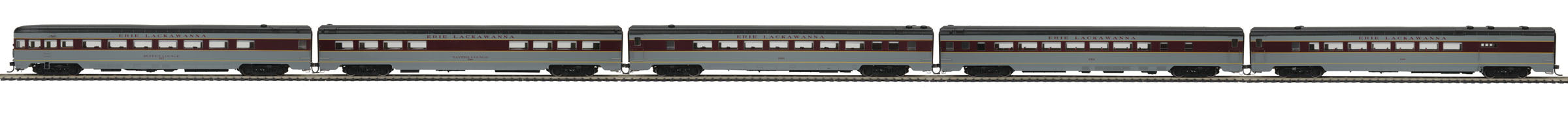 MTH 81-60006 HO Scale Smooth Side 5 Car Passenger Set Erie Lackawanna