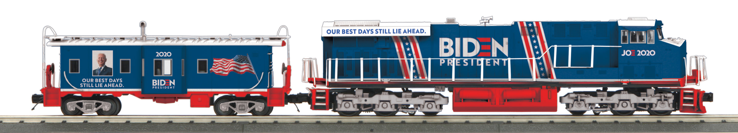 MTH RailKing 30-20800-1 O Gauge GE ES44AC Diesel Joe Biden #2020 with Caboose