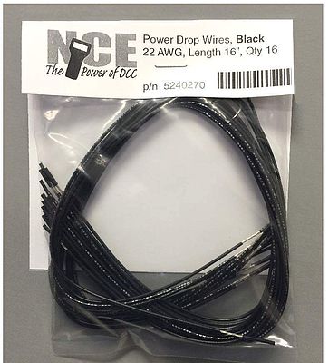 NCE 5240270 PDWB16 Black 16" 22AWG Feeder/Power Drop for DCC Power Bus Layout Wiring