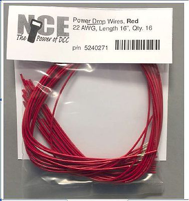 NCE 5240271 PDWR16 Red 16" 22AWG Feeder/Power Drop for DCC Power Bus Layout Wiring