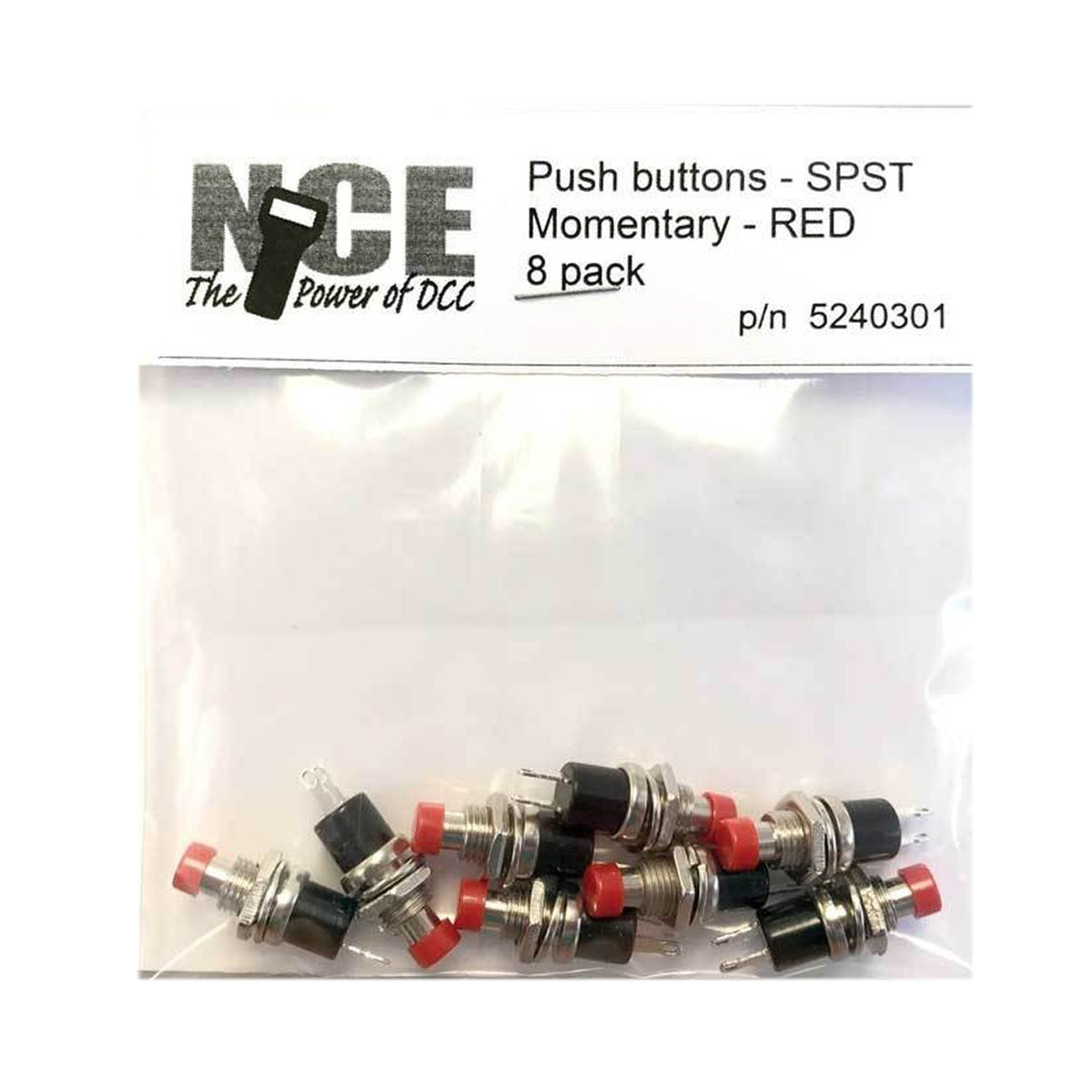 NCE 5240301 BTN8 Red Momentary SPST Normally Open Pushbutton Switch