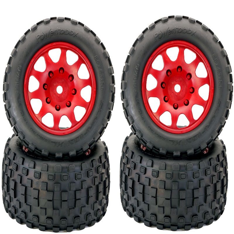 Powerhobby 3275 Red Scorpion Belted Tires on Viper Wheels for X-Maxx
