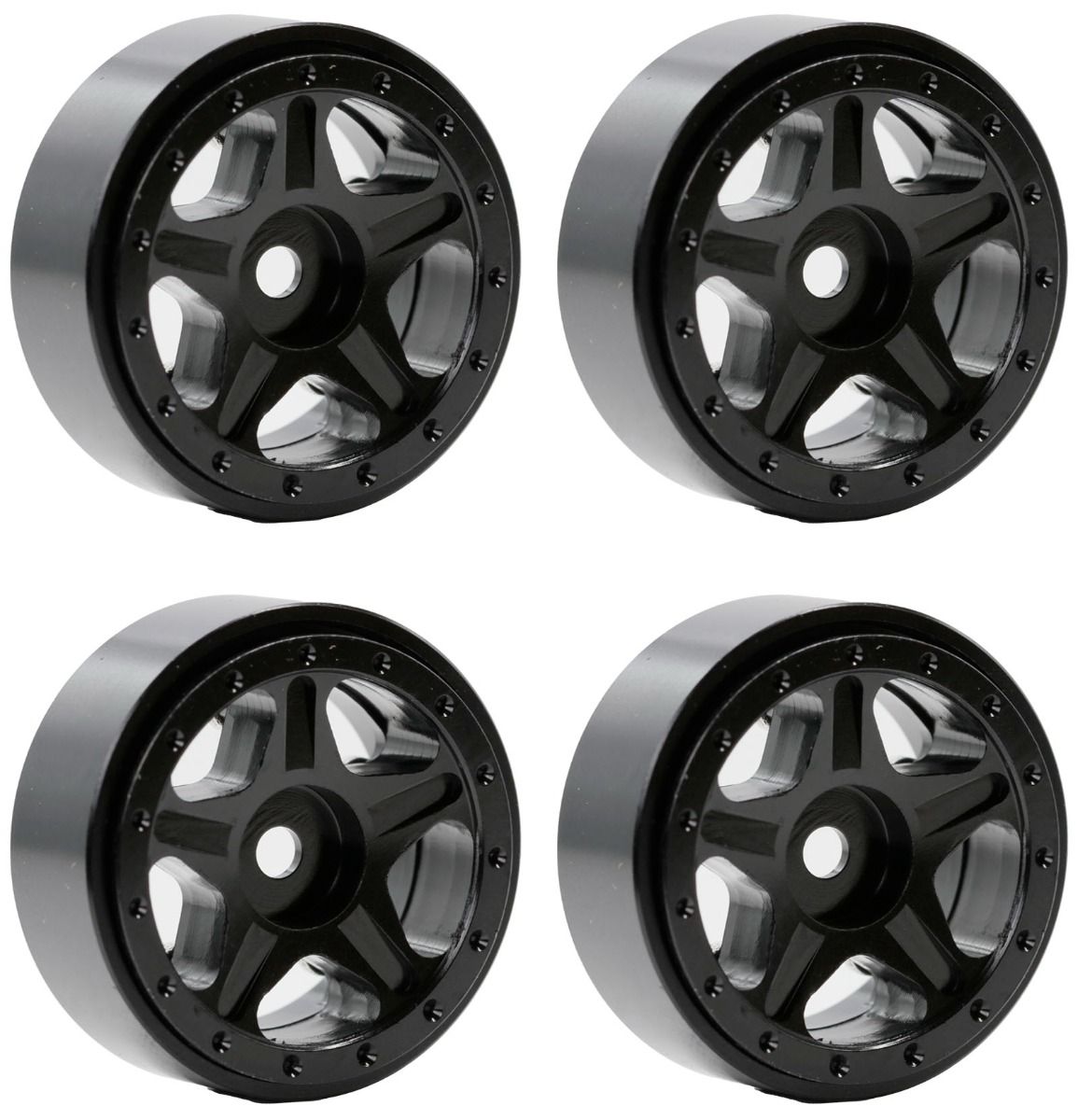 Powerhobby SCX2409 Black Aluminum Beadlock Wheels for SCX24