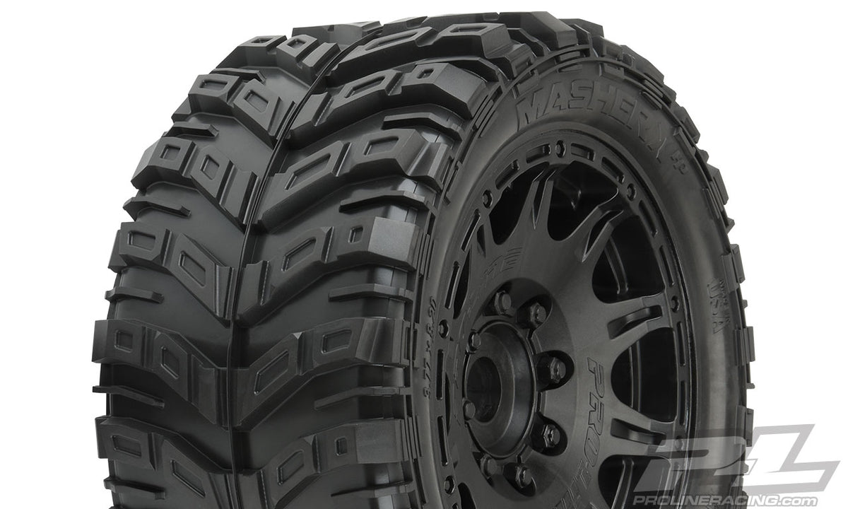 Pro-Line 10176-10 Masher X HP All Terrain Tires on Raid Black Wheels for X-Maxx