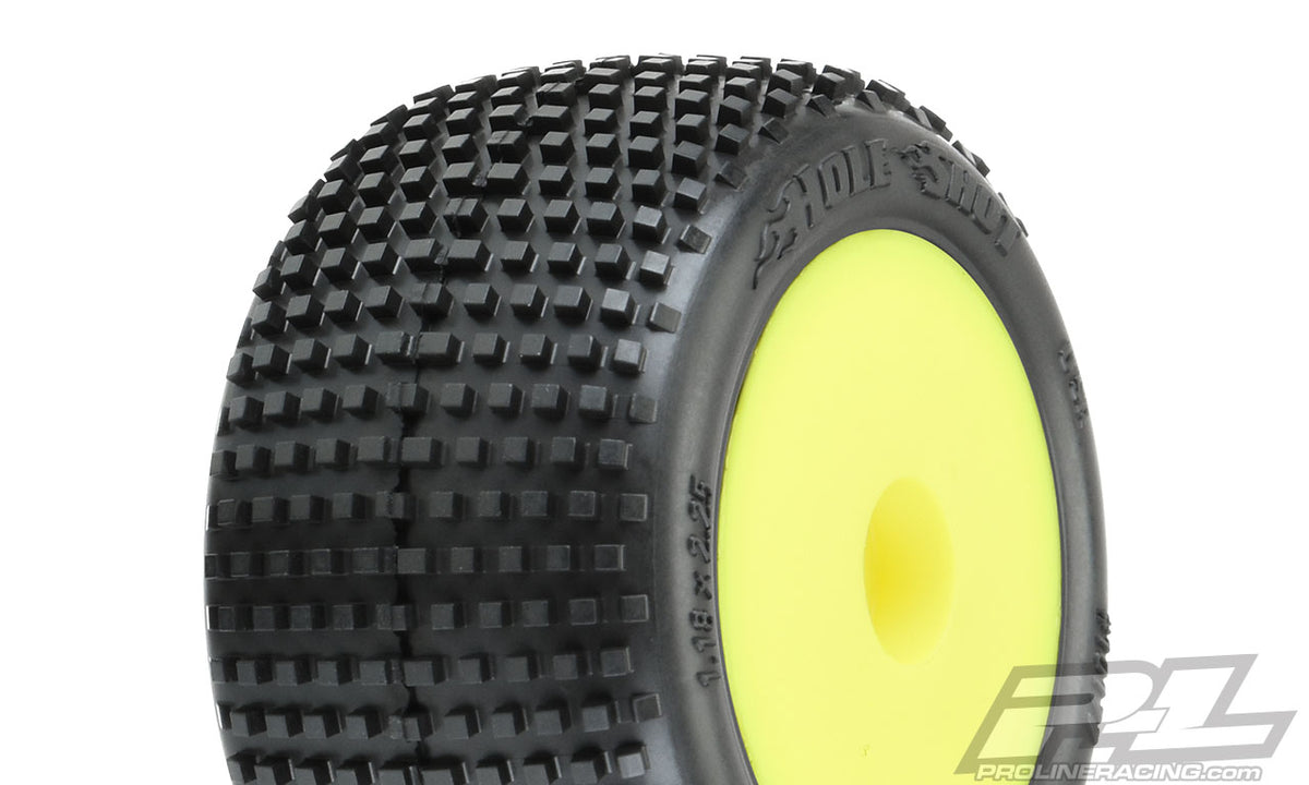 Pro-Line 10177-12 Yellow Front or Rear Wheels with Hole Shot Tires for Mini-T