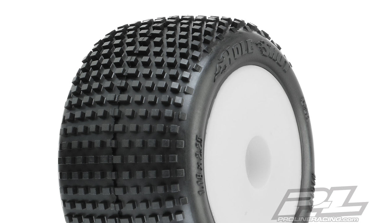 Pro-Line 10177-13 White Front or Rear Wheels with Hole Shot Tires for Mini-T