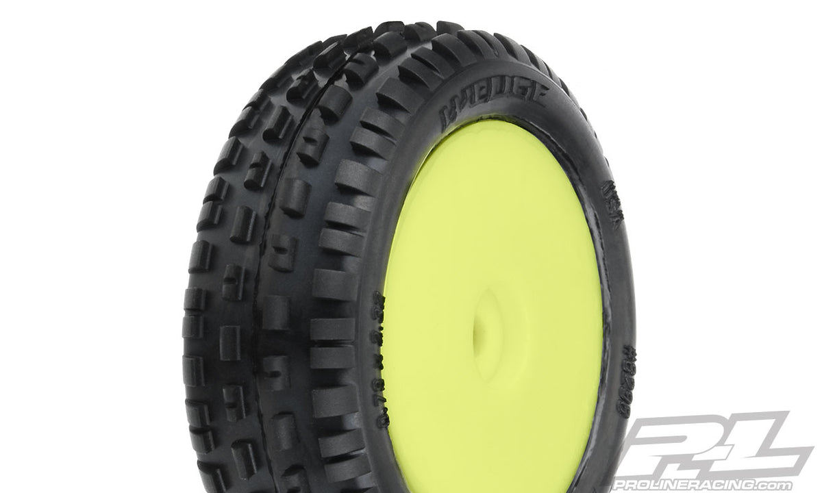 Pro-Line 8298-12 Yellow Front Wheels with Wedge Carpet Tires for Mini-B