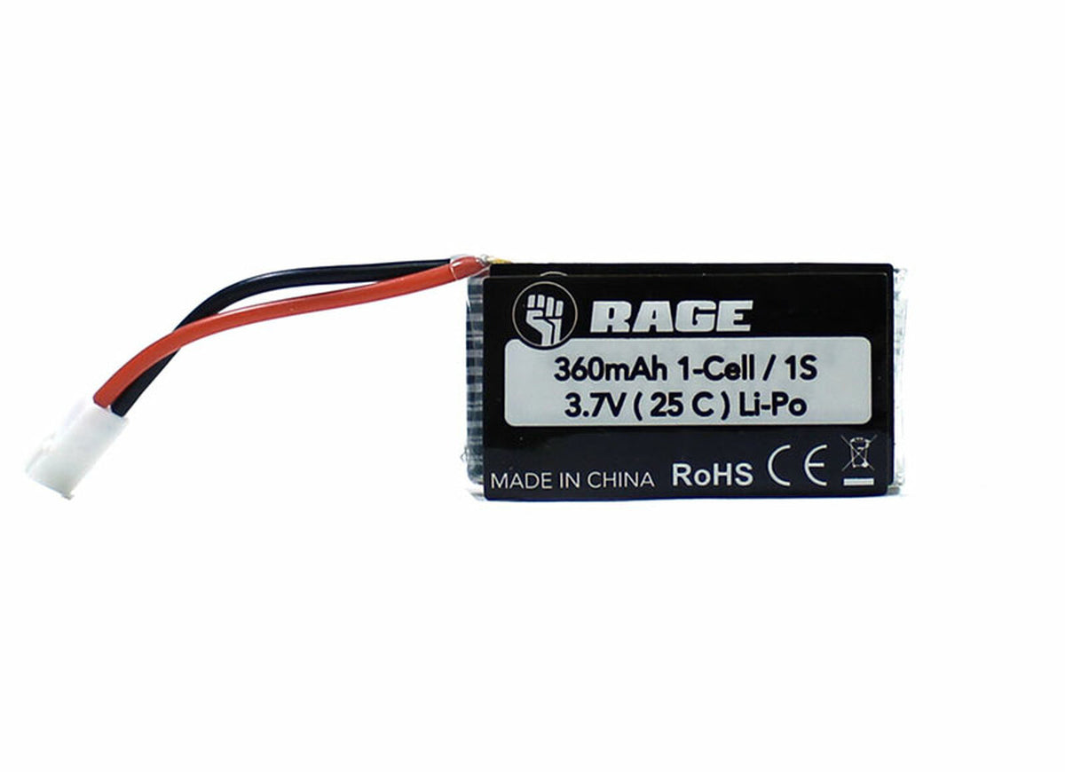 Rage RC A1328 1S 3.7V 360mAh Lipo Battery for T-28 Trojan Tempest 600 and Other RAGE RC Aircraft