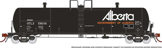 Rapido Trains 135009A HO Scale Procor 20k Gallon Tank Car Government of Alberta UTLX #Varies