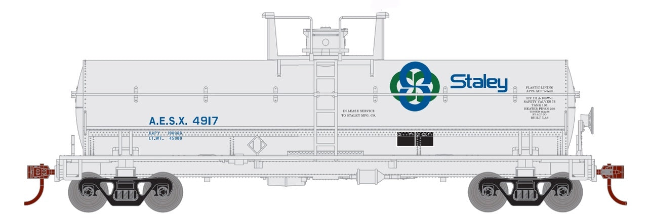 Roundhouse 1128 HO Scale Chemical Tank Car Hooker Staley AESX 4933