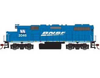 Roundhouse 12623 HO Scale GP38-2 "Blue and Black" BNSF 2046 with DCC