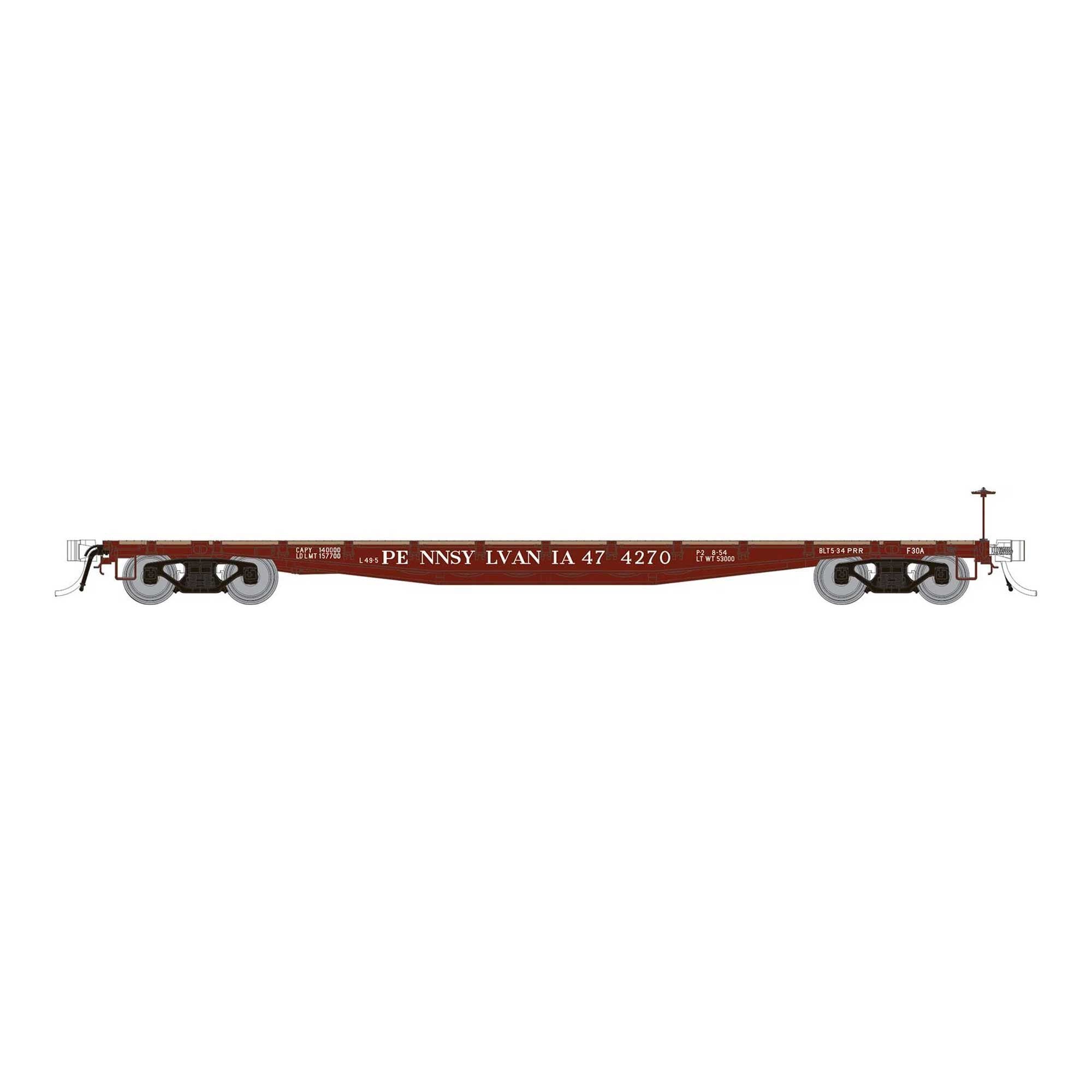 HO F30A 50 Flat Car PRR 1950s Era (RPI138012)