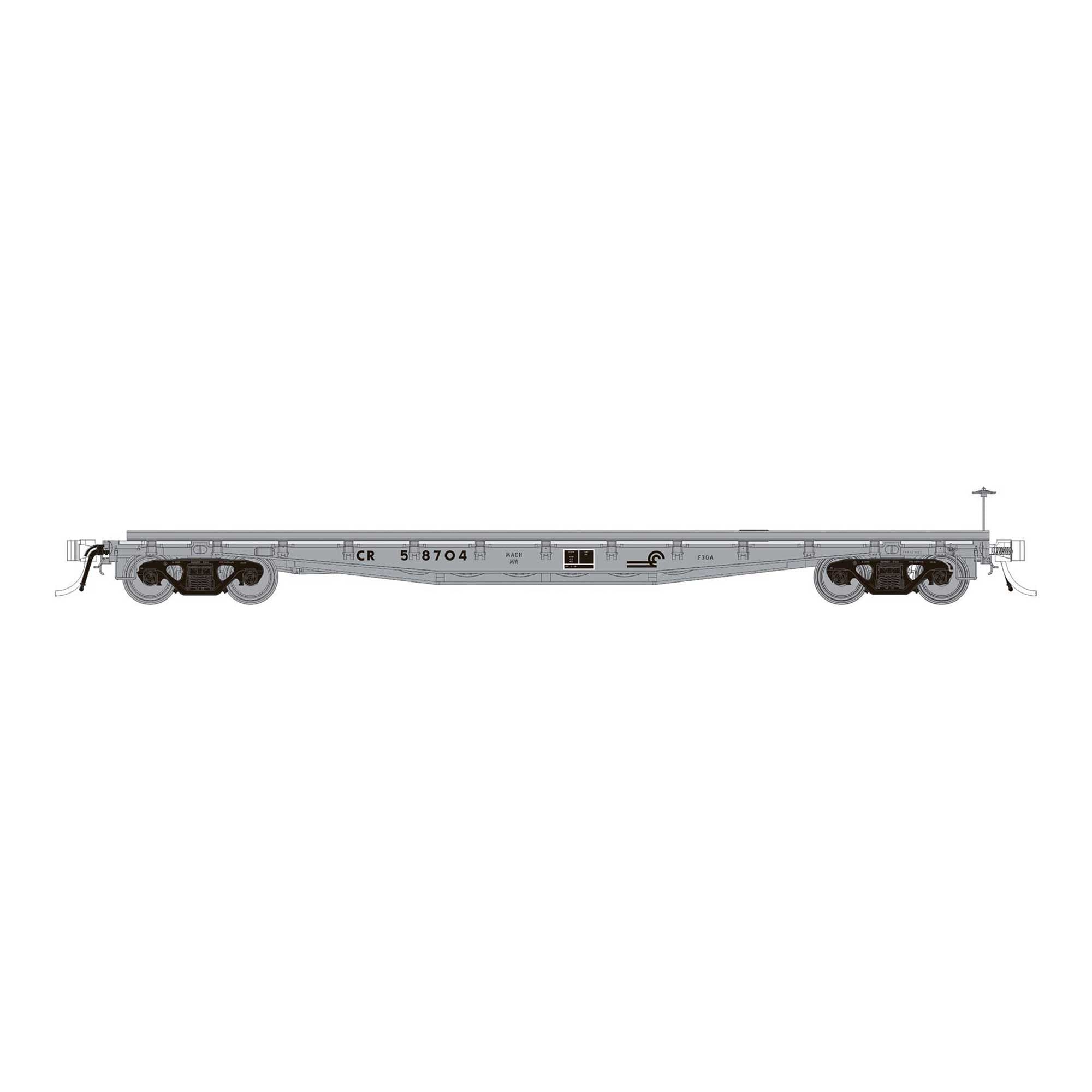 HO F30A 50 Flat Car MOW with Deck Rails, CR MOW (RPI138103)