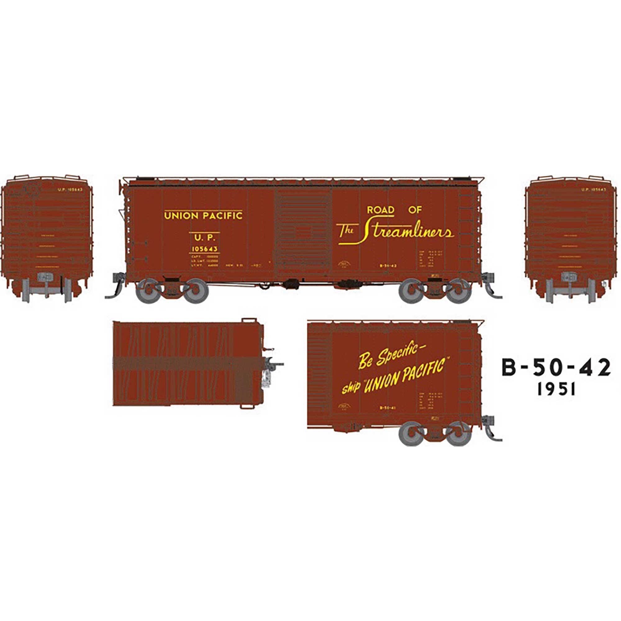 HO UP 40' B-50-42 Boxcar UP Delivery (RPI154005A)