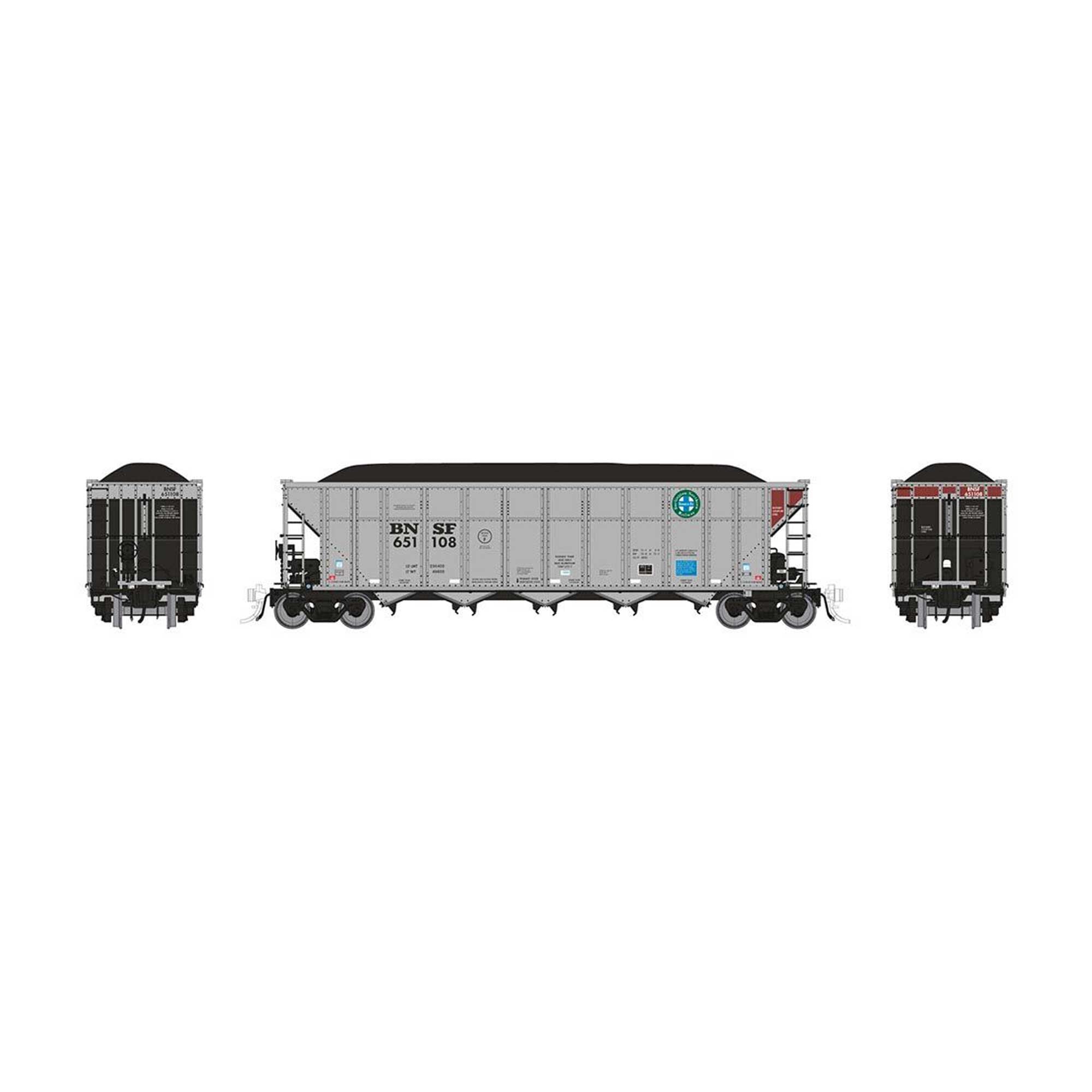 HO AutoFlood III Coal Hopper BNSF Circle Cross 6-Pack (RPI169042)