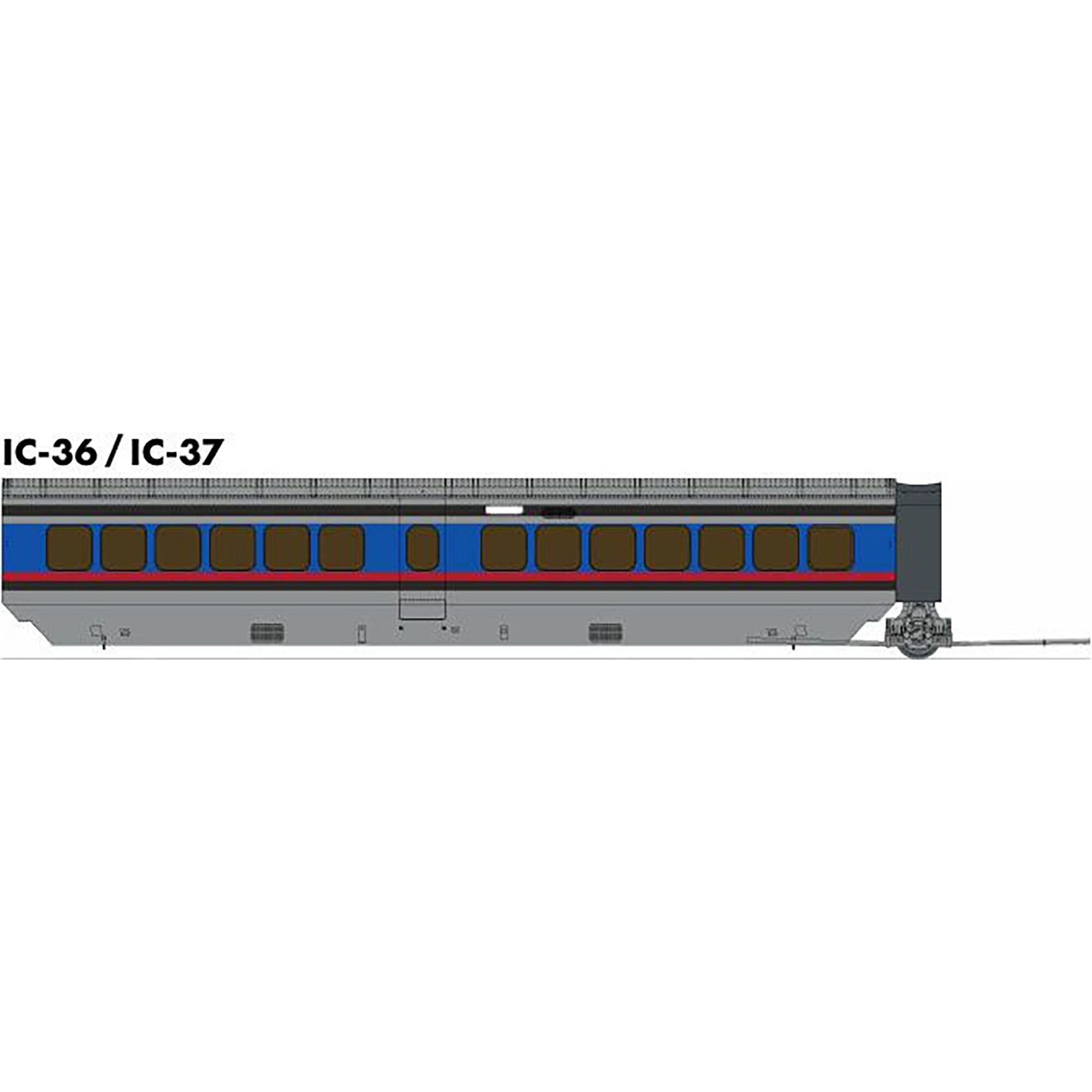 HO UAC TurboTrain Additional Coach PC/DOT (RPI203102)