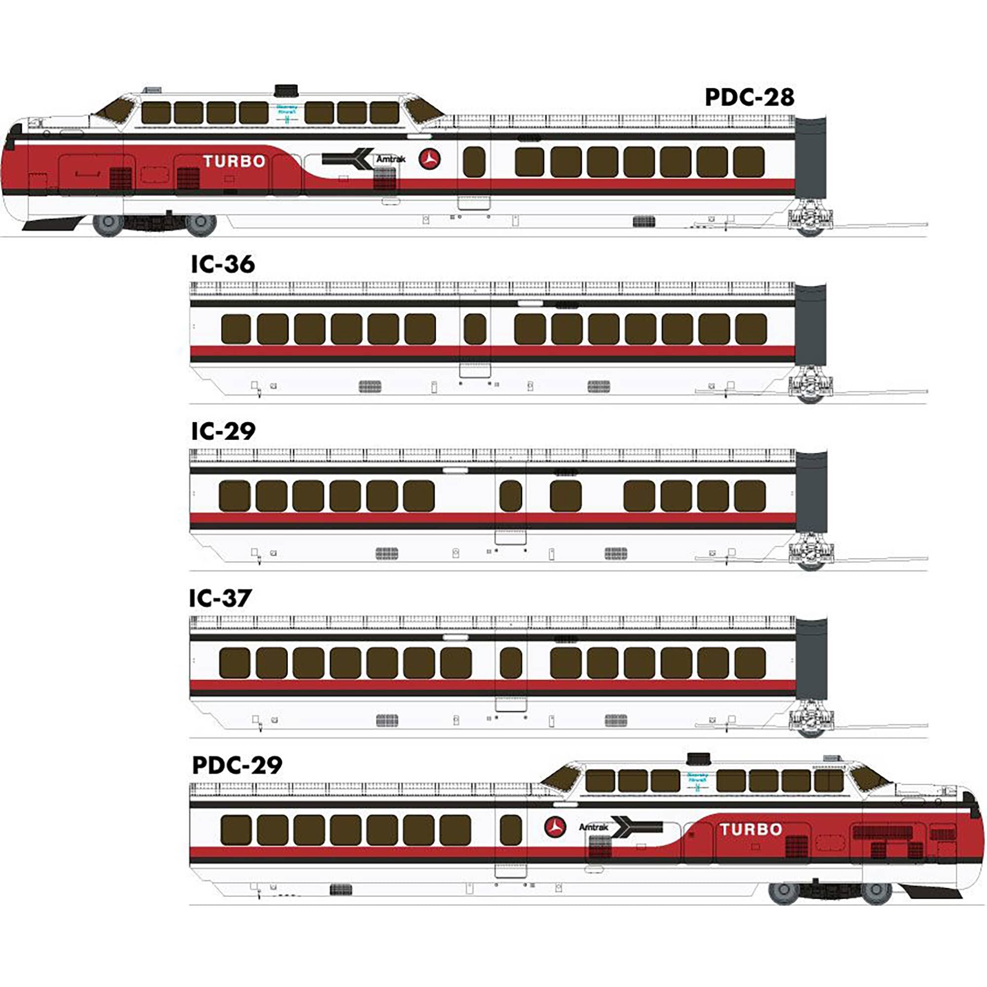 HO UAC TurboTrain DC/DCC/Sound Early AMTK Set (RPI203503)