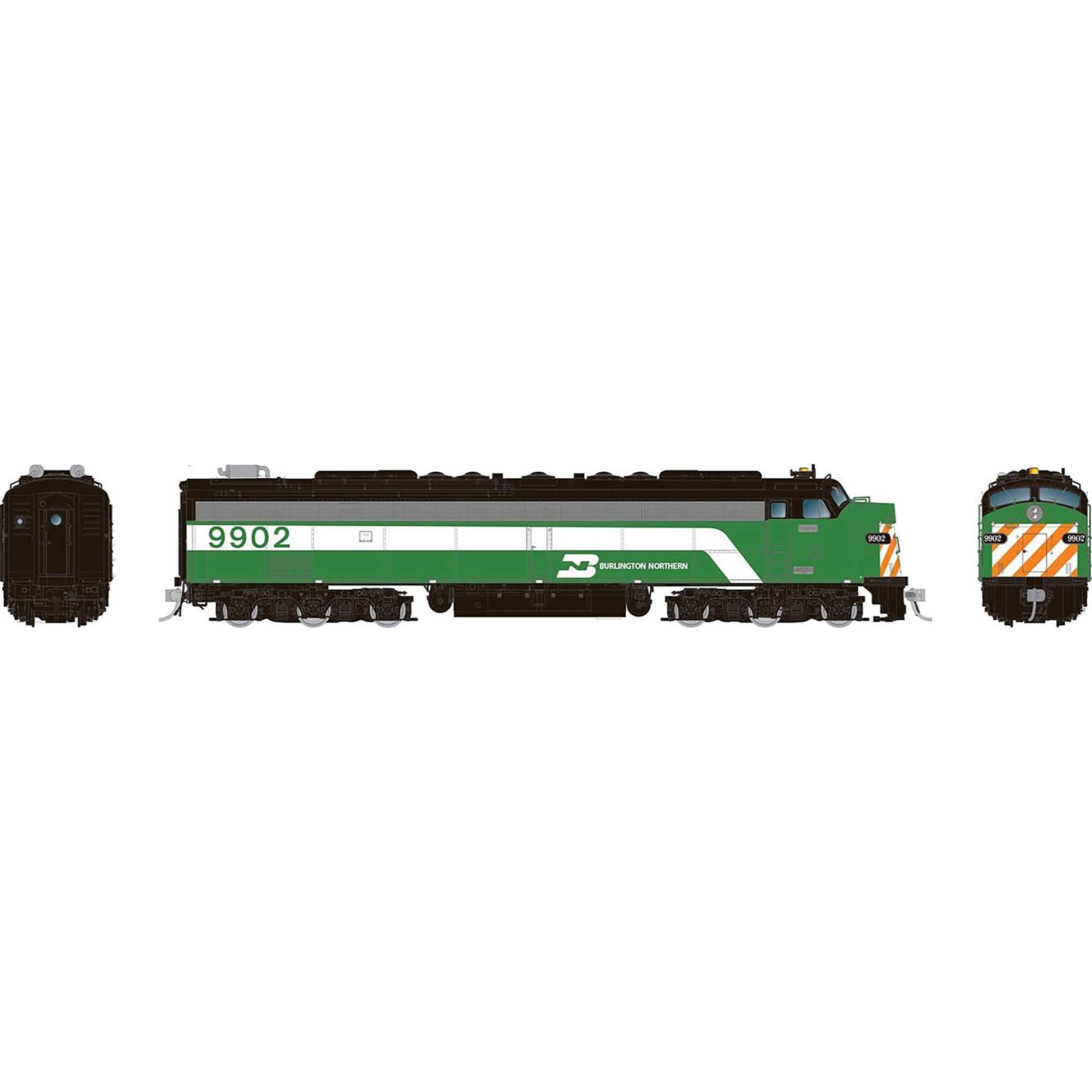 HO EMD E8A Locomotive with HEP Burlington Northern Green #9902 (RPI28310)