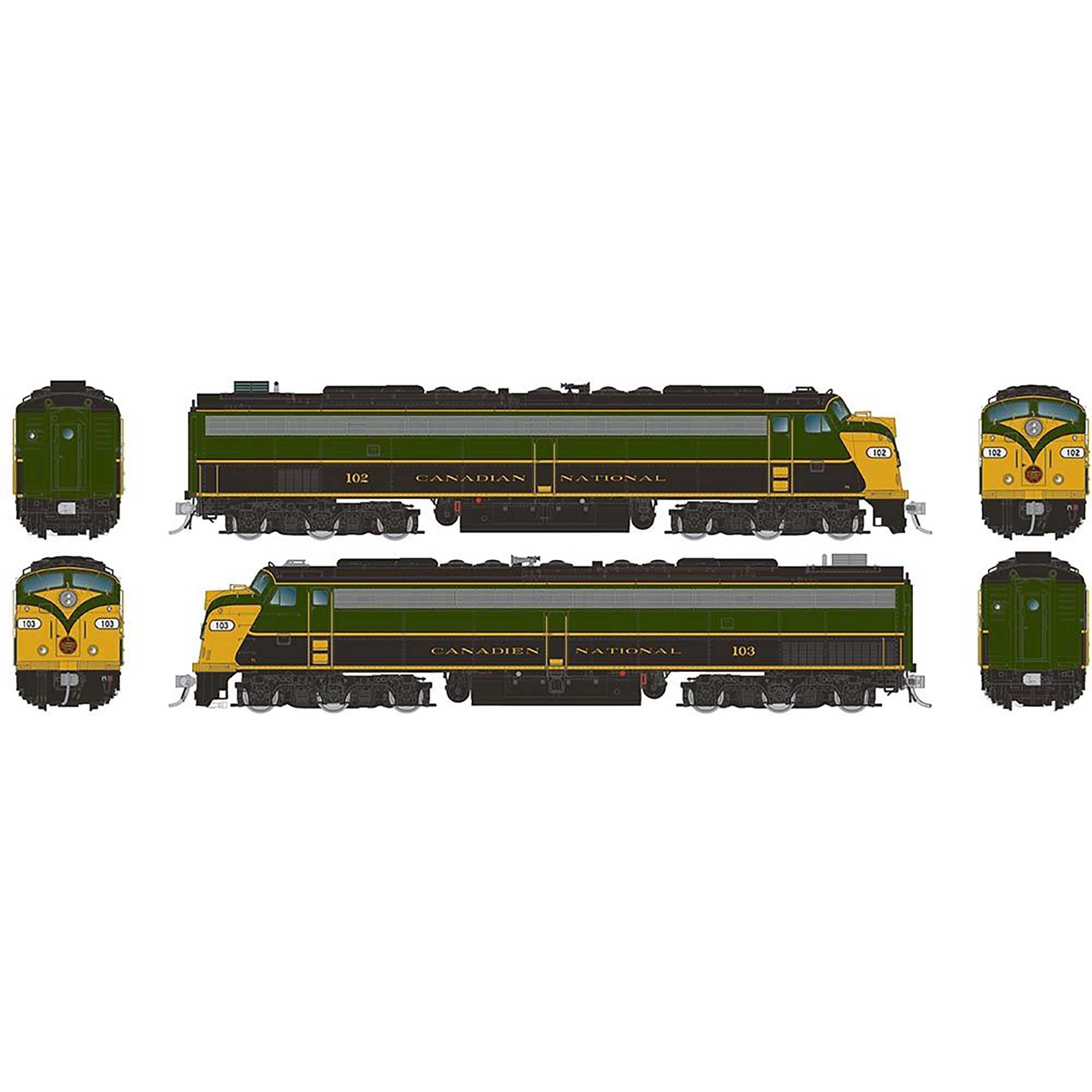 HO EMD E8A + E8A Locomotive Set with DCC & Sound CN 102 103 (RPI28815)