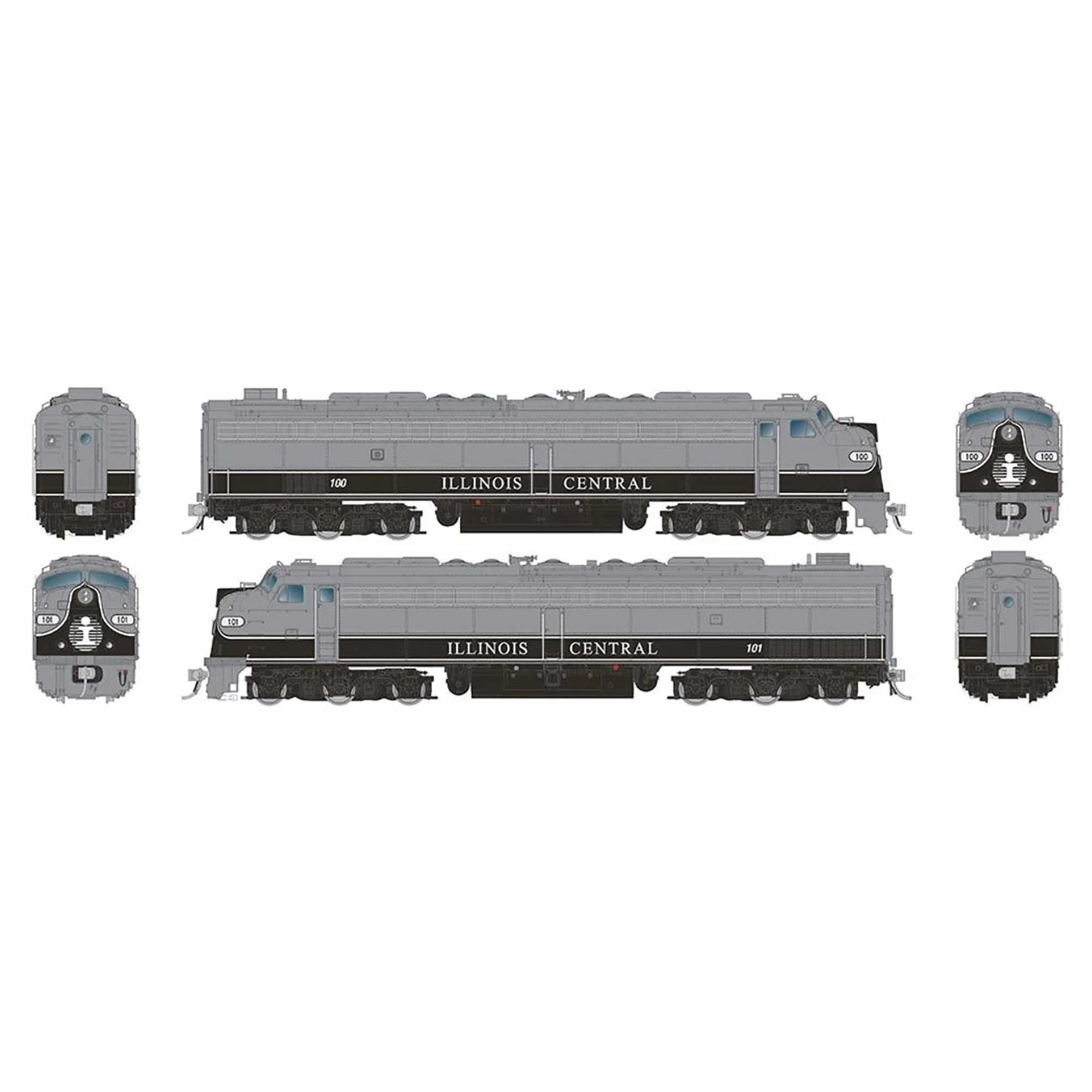 HO EMD E8A and E8A with HEP Locomotive Set with DCC and Sound, IC #100 and IC #101 (RPI28817)