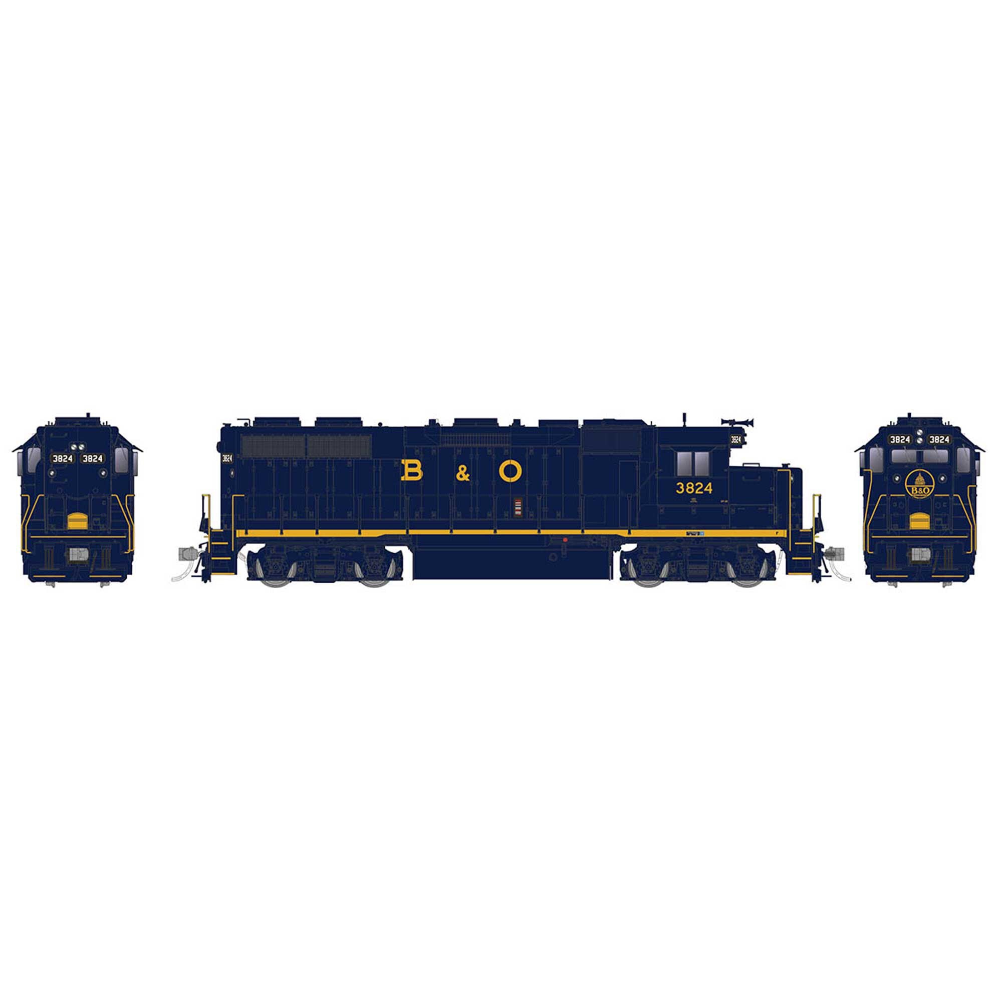 HO EMD GP38 Locomotive with DCC & Sound B&O #3801 (RPI38505)