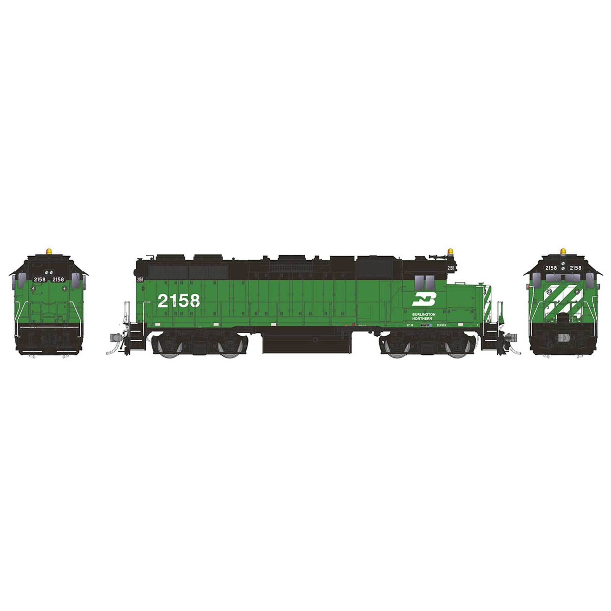 HO EMD GP38 Locomotive with DCC & Sound BN #2158 (RPI38529)