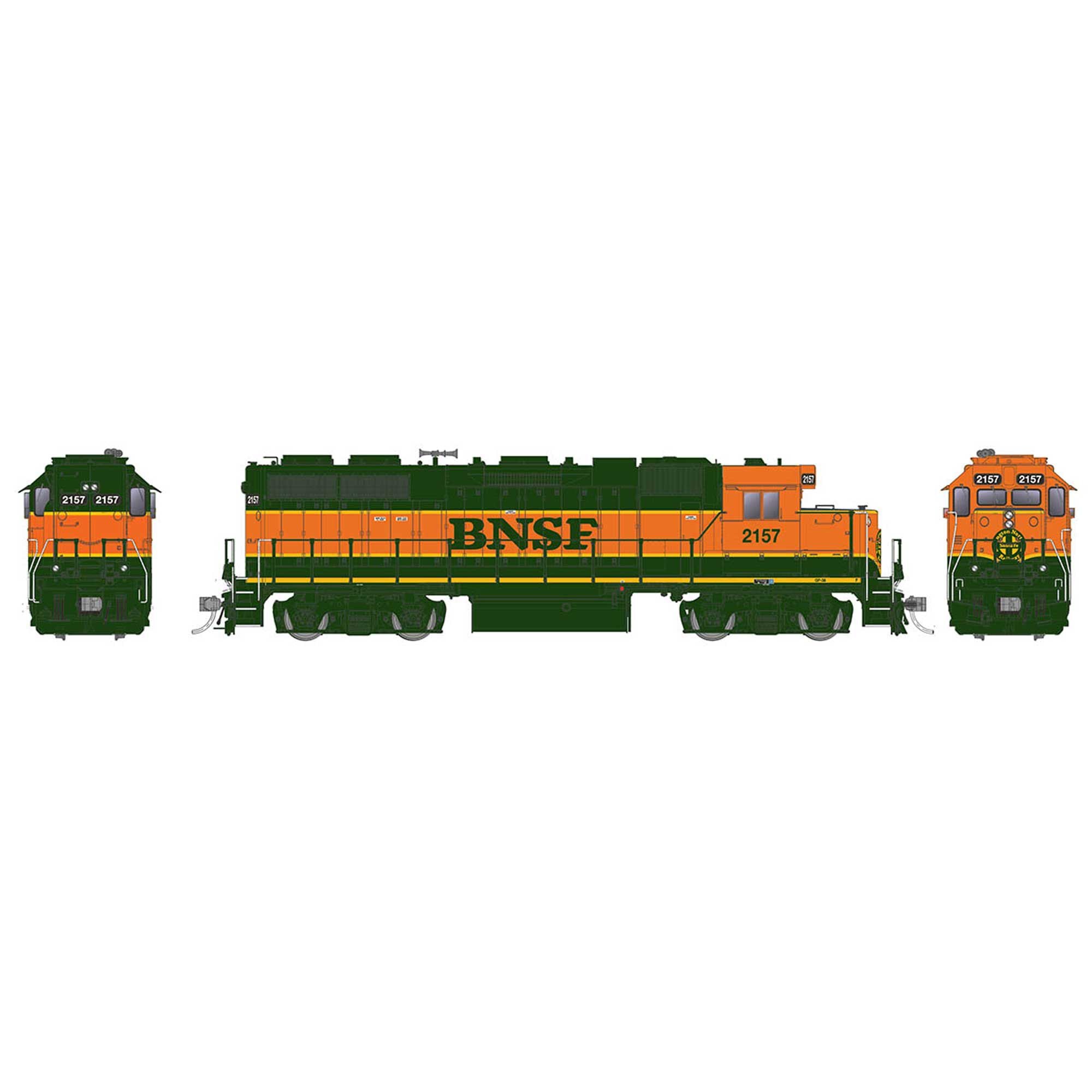 HO EMD GP38 Locomotive with DCC & Sound BNSF #2162 (RPI38534)